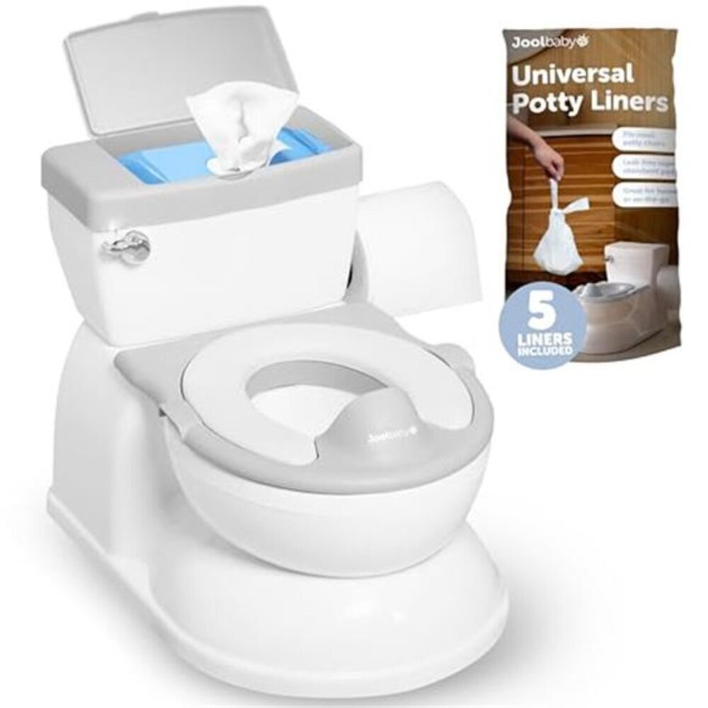 Real Feel 2-In-1 Potty With Wipes Storage, Flushing Sounds & Disposable